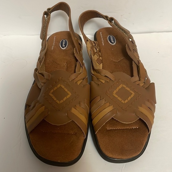DR Scholl's Ladies Brown Leather Open Toe Sandals Comfort Pillow Insole, Size 9 - Picture 1 of 9